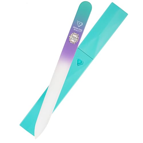 Bona Fide Beauty Czech Glass Nail File with Case in Pastel Green Violet