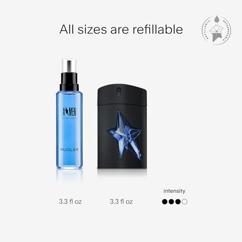 Mugler A*Men Eau de Toilette Woody Ambery Cologne for Men, 3.3 Fl Oz Refill