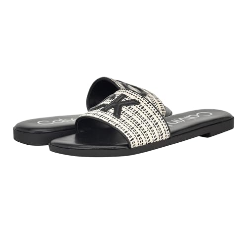 Calvin Klein Women's Koty Flat Sandal, Black, 8