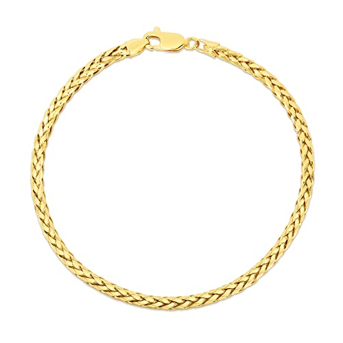 Floreo 14k Yellow Gold 3.1mm Round Diamond Cut Franco Chain Bracelet 7.5 Inch