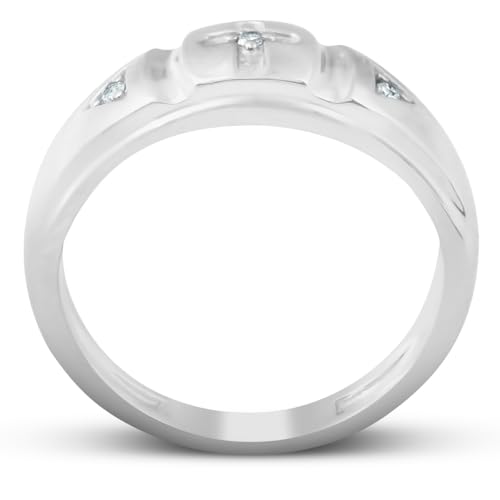 P3 POMPEII3 Pompeii Mens Diamond Cross Wedding Ring 10k White Gold - Size 9