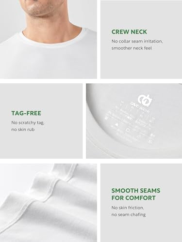 DAVID ARCHY Men's Moisture-Wicking Undershirt Crew Neck T-Shirts 3 Pack