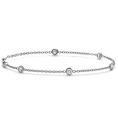 Pompeii 3/4 TCW 14k White Gold Round Diamond By Yard Station Bracelet