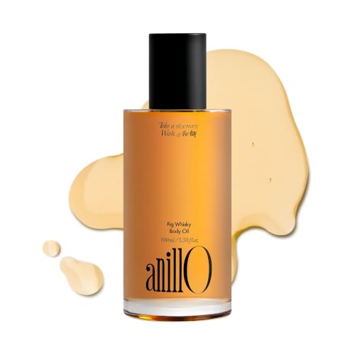 ANILLO Argan Jojoba Body Oil for Dry Skin, Fig Whisky Scent, 3.38 fl oz