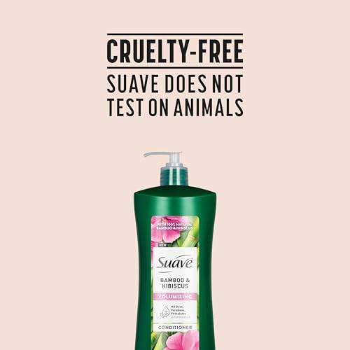 Suave Bamboo & Hibiscus Volumizing Conditioner, for Fine and Flat Hair, Salon Proven System for Boosting Hair Volume and Body, 28 oz, 4 Pack