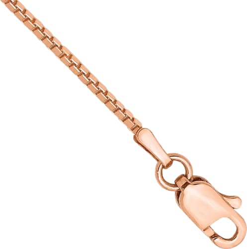 IceCarats 14K Solid Rose Gold 1mm Dainty Box Chain Link Bracelet, 7 inch