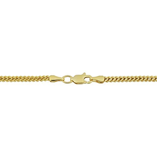 Womens Link Chain - 10k Yellow Gold 2 mm Franco Link Bracelet 7.5 in