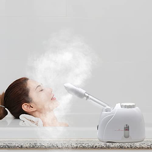 Facial Steamer Nanometer Fine Mist for Deep Cleaning with Towel, 360 Rotating Arm, Home Spa Device for Personal Care