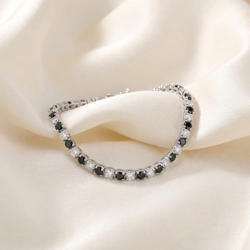 Pompeii 2ct Black & White Diamond Tennis Bracelet 14K White Gold 7"