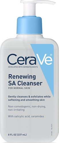 CeraVe Renewing Salicylic Acid Cleanser, BHA Exfoliating Face Wash, 8oz