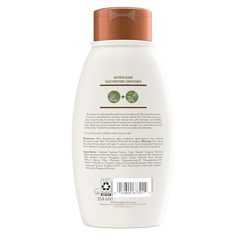 Aveeno Oat Milk Blend Moisturizing Conditioner, Ultra-Hydrating, for Dry, Damaged Hair, 12 fl oz