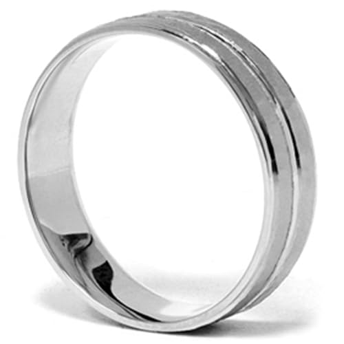 P3 POMPEII3 Pompeii Mens 14K White Gold Hammered Comfort Wedding Band Ring - Size 11.5