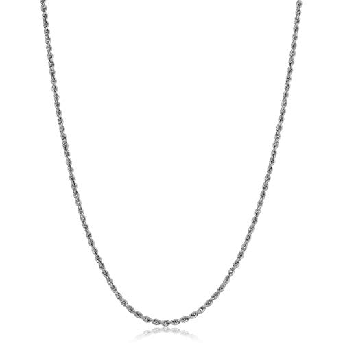 Kooljewelry 10k White Gold Rope Chain Necklace (1.8 mm, 20 inch)