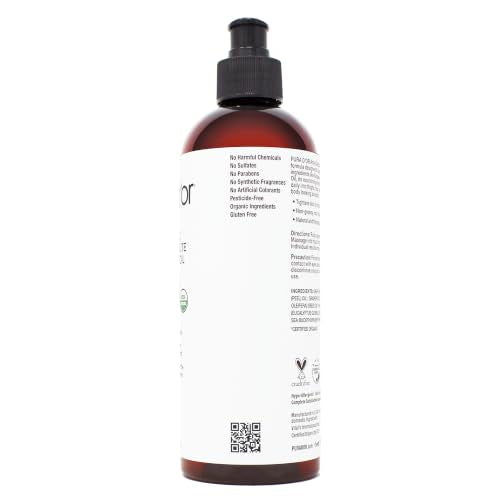 PURA D’OR 16 Oz Organic Anti-Cellulite Massage Oil for Toned Legs and Butt - Lemon Peel, Moringa, Grape Seed, Grapefruit & Eucalyptus Oils - Skin Firming & Tightening