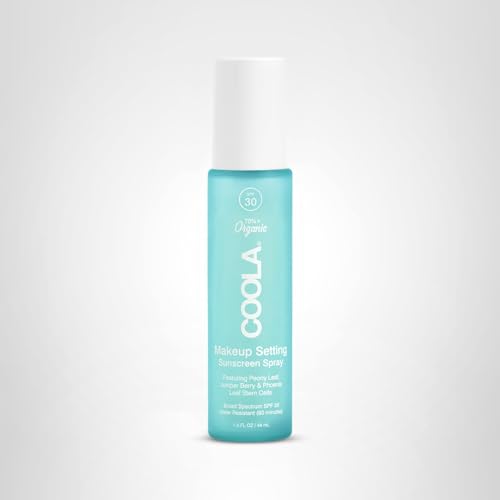 COOLA Organic Makeup Setting Spray with SPF 30, Hydrating Makeup Protection & Sunscreen made with Cucumber & Aloe Vera, Dermatologist Tested, Alcohol Free, 1.5 Fl Oz