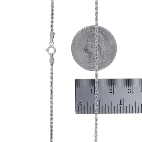 Nuragold 14K Real White Gold Rope Chain Diamond Cut Necklace (1.5mm-7mm) - 1.5mm,18"