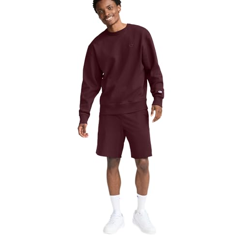 Champion Men's Crewneck Fleece Sweatshirt, Standard Fit, Midweight, C Logo, Available in Regular and Big & Tall, Maroon - C Logo, X-Large