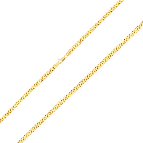 Nuragold 10k Real Yellow Gold 4mm Palm Wheat Spiga Round Chain Necklace - 26"