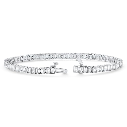 P3 POMPEII3 Pompeii 12.25Ct Emerald Cut Diamond Tennis Bracelet 7" 14k White Gold Lab Grown - Size 7 (EF,VS)