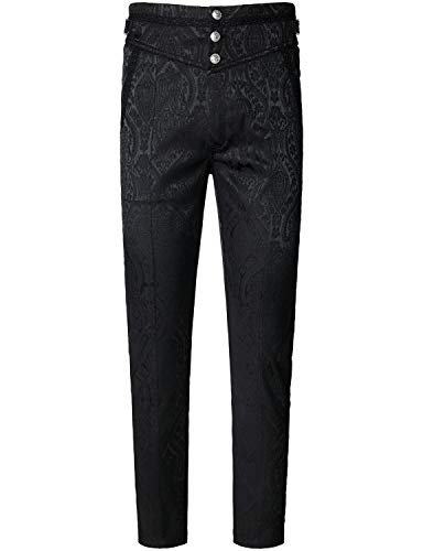 VATPAVE Mens Gothic Pants Cosplay Costume Trousers Steampunk Victorian Pants Small LP05 Black