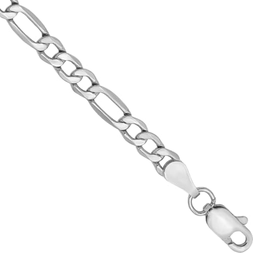 IceCarats 14K White Gold 3.5mm Figaro Chain Link Bracelet, 8 inch