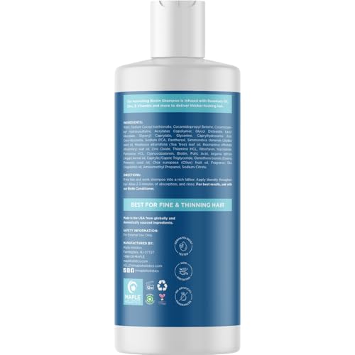Rosemary and Biotin Shampoo for Thinning Hair - Vegan Volumizing Shampoo for Fine Hair with B Vitamins Argan Oil & Tea Tree Essential Oil - Paraben Silicone and Sulfate Free Vegan Formula (8 Fl Oz)