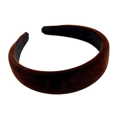 Lvyeer Deep brown Velvet Padded Headbands for Women Fashion Non slip Comfortable Head Bands for Women (Deep brown, one size)