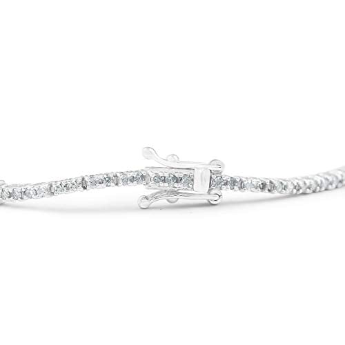P3 POMPEII3 Pompeii 1 1/10 Ct Diamond & Genuine Green Emerald Tennis Bracelet 14k White Gold 7"