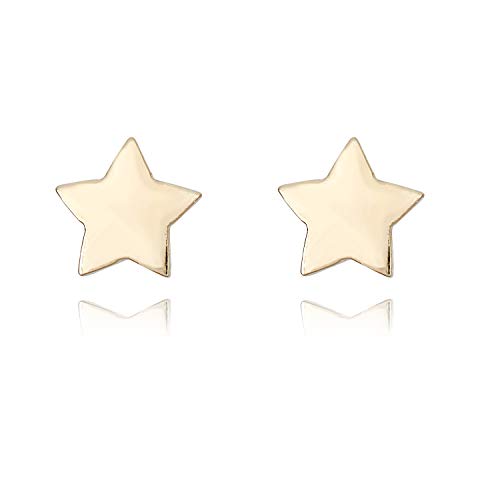 AVORA 10K Yellow Gold Polished Star Screw Back Earrings