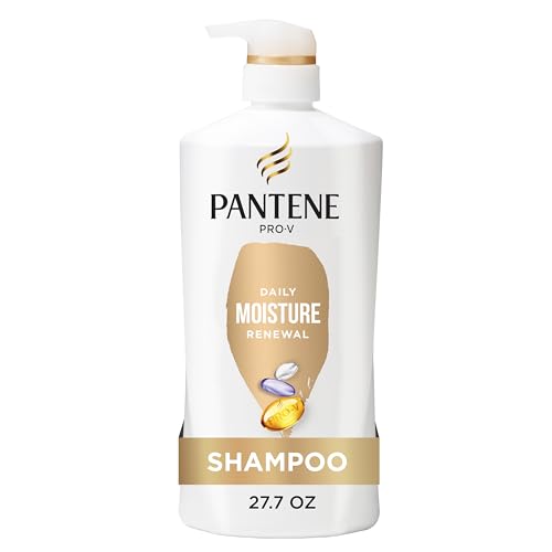 Pantene Shampoo, Daily Moisture Renewal - Pro-V Nutrients for Dry, Color-Treated, Straight to Curly Hair, 72-Hour Hydration & Softness, Paraben Free, Cleanses, Strengthens Bonds, 27.7 Fl Oz