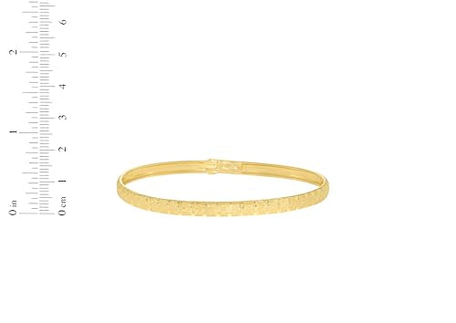 Floreo 10k Yellow Gold 4mm Subtle Stripe Satin Finish Textured Flex Bangle Bracelet 7 Inch