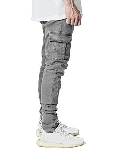 HUNGSON Men's Slim Fit Jeans 7 Pockets Stretch Skinny Denim Pencil Pants Nova Fashion