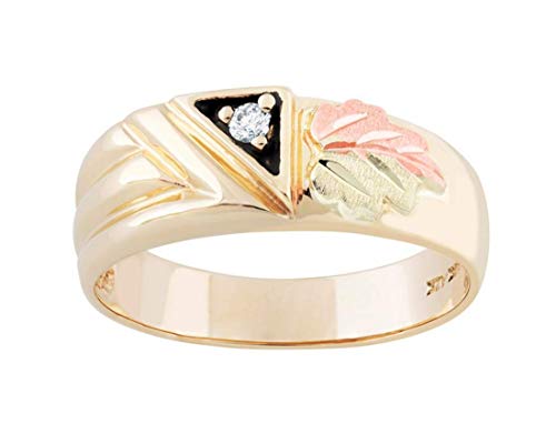Men's 10k Yellow Gold .05 Ct Diamond 12k Rose and Green Black Hills Gold Wedding Ring Size 10.5