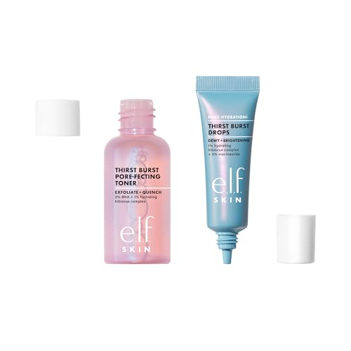 e.l.f. SKIN Thirst Burst Dew-O, Travel-Sized Skincare Set, Exfoliating Facial Toner & Hydrating Serum Drops, Gives Skin A Dewy, Bouncy Glow, Vegan & Cruelty-Free