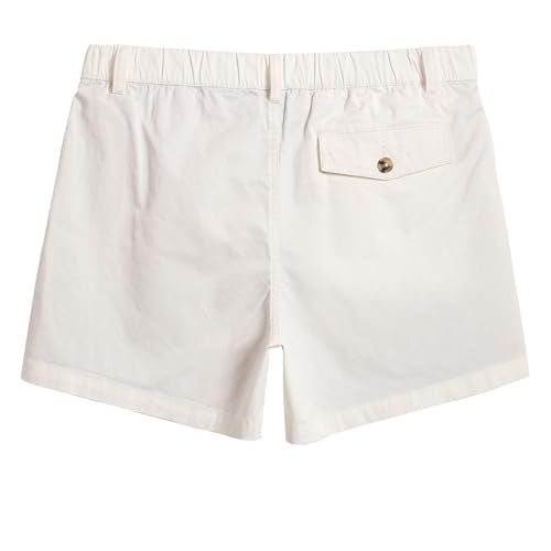 maamgic Men's Shorts Casual 4" Cotton Stretch Classic-fit Khaki Shorts for Men Elastic Waistband Multi-Pocket Men's Golf Shorts Daily Wear