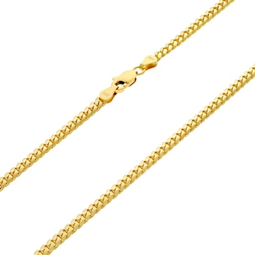 Nuragold 14k Real Yellow Gold Miami Cuban Link 3.5mm Solid Chain Necklace - 24"
