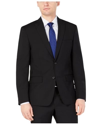 DKNY Men's Modern Fit High Performance Suit Separates, Black Solid, 42R