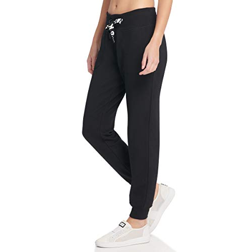 DKNY Fleece Joggers, Light Sweatpants for Women, Black, Medium