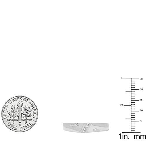 Dazzlingrock Collection 0.04 Carat (Cttw) 10K Round White Diamond Men's Anniversary Cross Band, Solid White Gold, Size 11