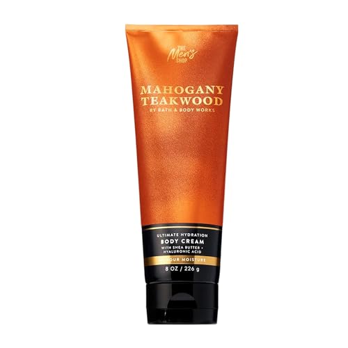Bath & Body Works Men’s Body Cream, Mahogany Teakwood Scent, Ultimate Hydration Moisturizer with Shea Butter & Hyaluronic Acid for Dry Skin, Warm Woodsy & Masculine Scent, 8 oz - 1 Pack