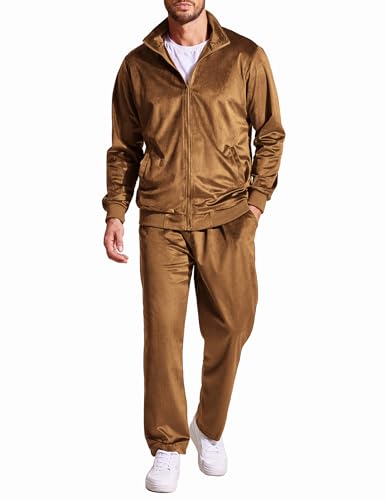 COOFANDY Mens Velour Tracksuit Jacket Sweatsuits for Men Set 2 Piece Sports Track Suits for Men Set