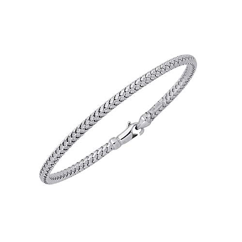 Floreo 14k White Gold 3.4mm Slim Weaved Bangle Bracelet, 7.25 Inch