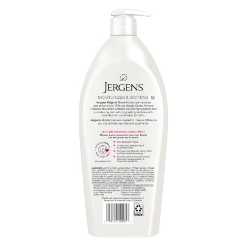 Jergens Cherry Almond Hand & Body Lotion, Dry Skin, 32 fl oz