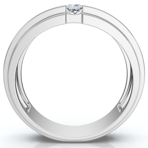 P3 POMPEII3 Pompeii Mens 14K White Gold Princess Cut Diamond Wedding Ring - Size 8.5