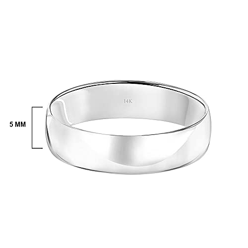 Brilliant Expressions Men’s or Women's 14K White Gold 5MM Classic Plain Simple Wedding Band, Size 10.5