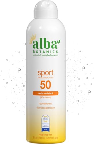 Alba Botanica Sport Sunscreen Spray for Face and Body, SPF 50, 5 fl oz Bottle