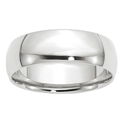 14k White Gold 7mm Comfort Fit Men's Plain Classic Wedding Band Ring Size 11