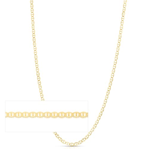 Floreo 14k Yellow Gold 1.2mm Solid Mariner Chain Necklace 16 Inch