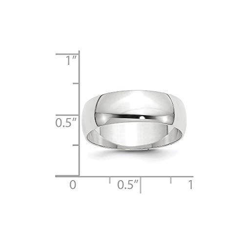 Real 14K White Gold 7mm Plain Classic Dome Men'S Wedding Band Ring Size 11
