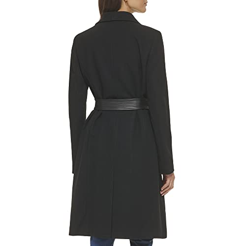 Cole Haan Women's Belted Coat Wool with Cuff Details, Black, 4